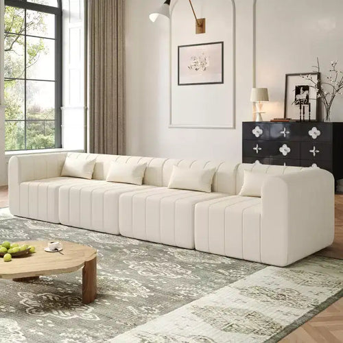 Divano convertibile a L 4 posti beige/espresso/verde/arancione