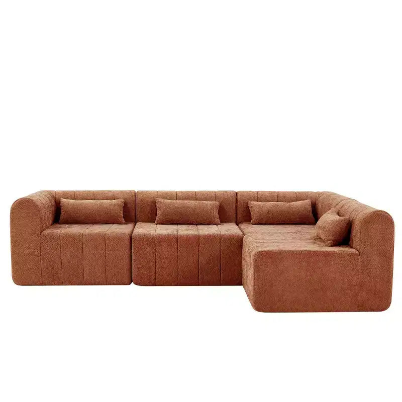 Divano convertibile a L 4 posti beige/espresso/verde/arancione