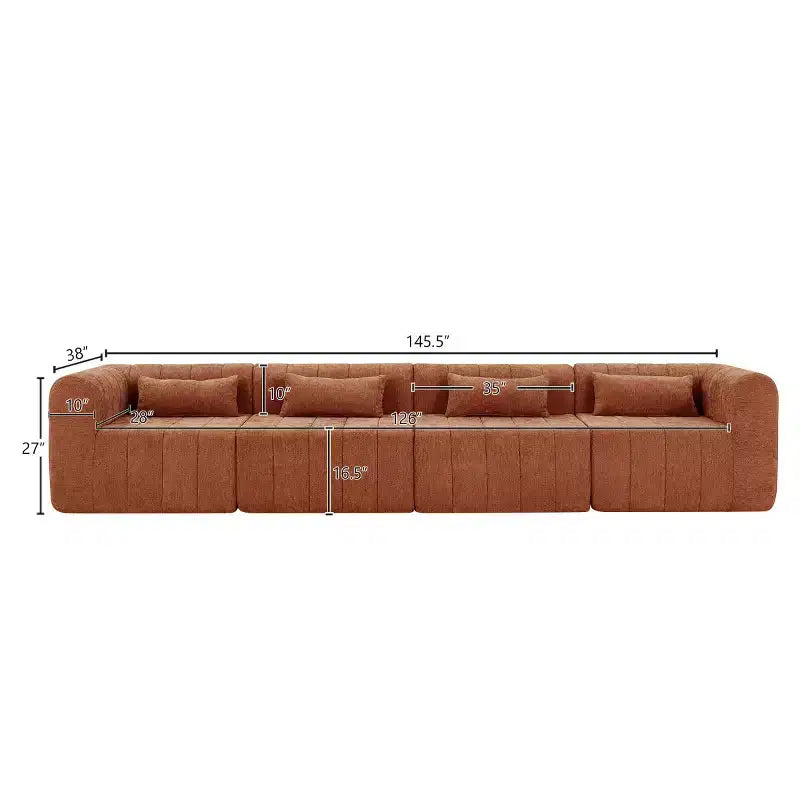 Divano convertibile a L 4 posti beige/espresso/verde/arancione