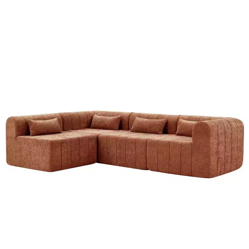 Divano convertibile a L 4 posti beige/espresso/verde/arancione