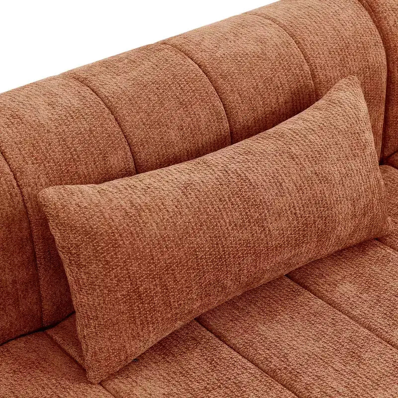 Divano convertibile a L 4 posti beige/espresso/verde/arancione