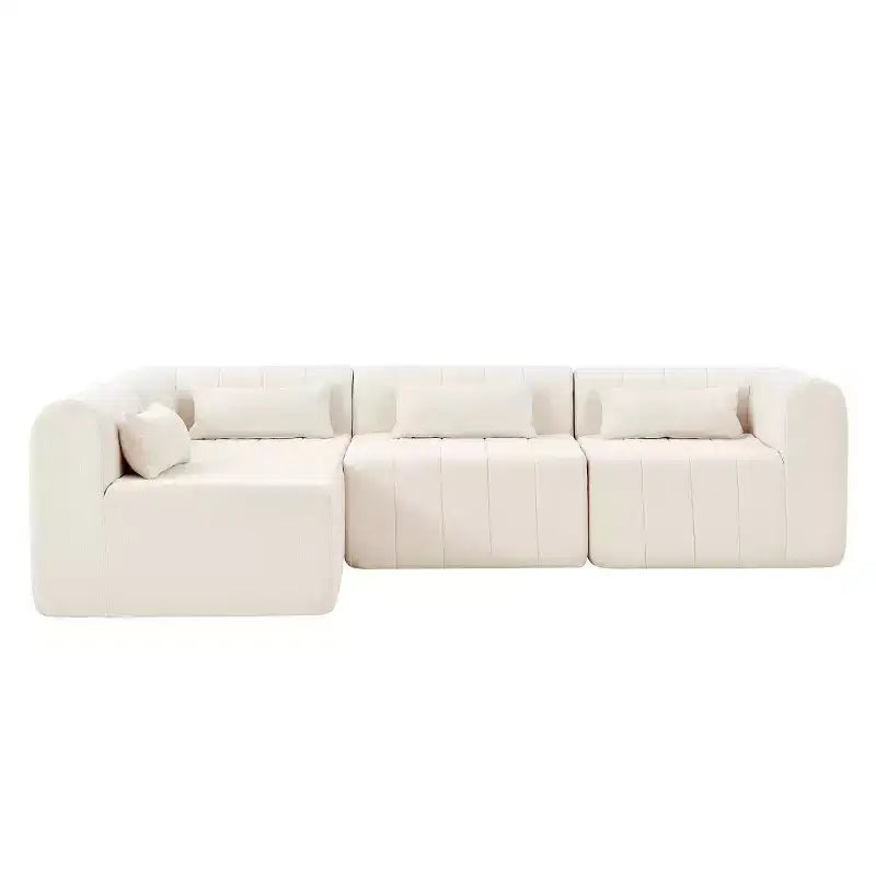 Divano convertibile a L 4 posti beige/espresso/verde/arancione