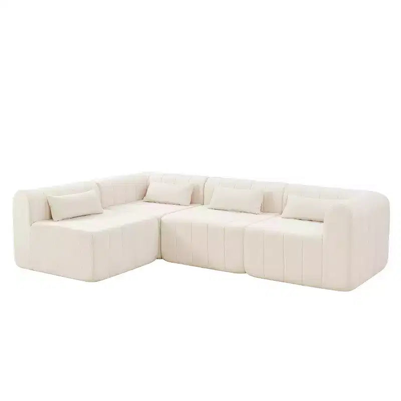 Divano convertibile a L 4 posti beige/espresso/verde/arancione