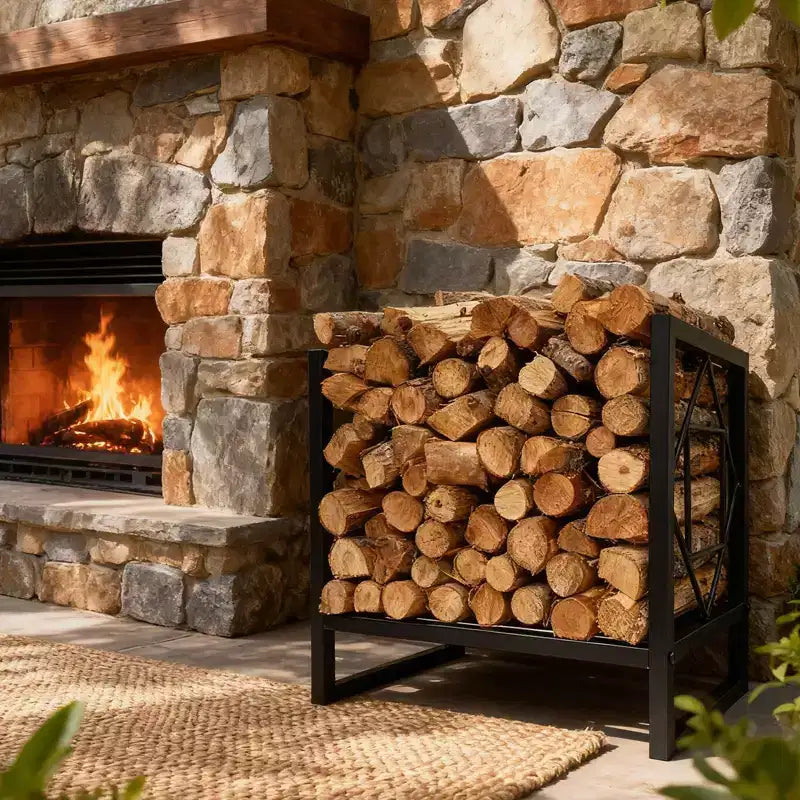 Black Single-User Firewood Rack 17.5"