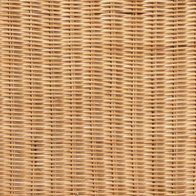 Sgabello da bar in rattan marrone naturale e legno di noce, schienale medio, senza braccioli, 1 posto