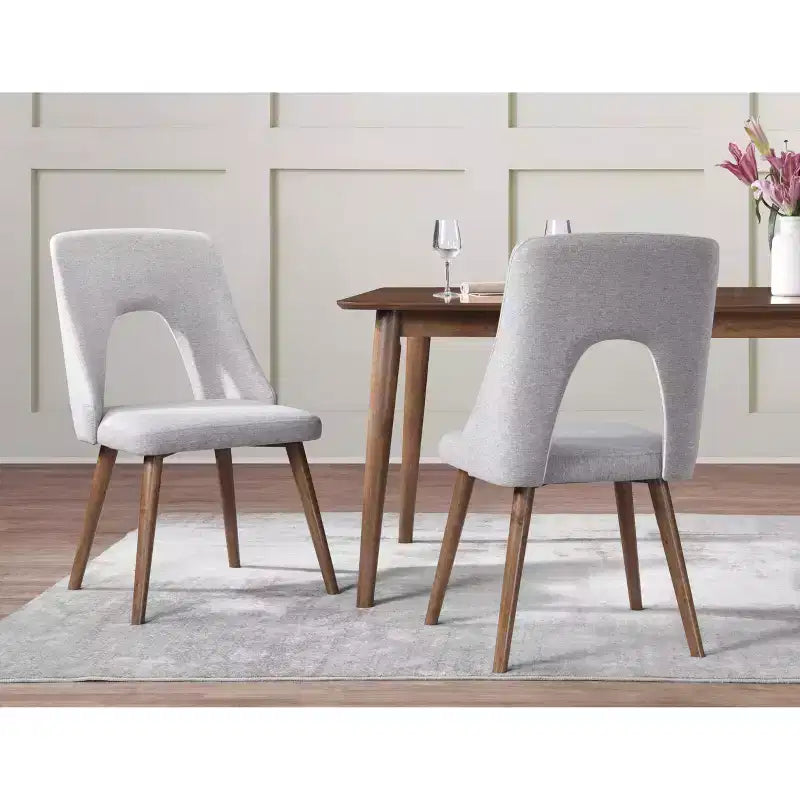 Sedia da pranzo di metà secolo, grigio/noce, set di 2