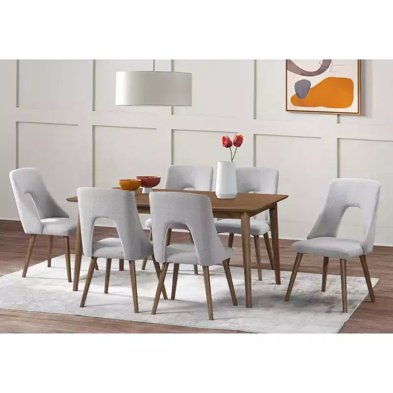 Sedia da pranzo di metà secolo, grigio/noce, set di 2