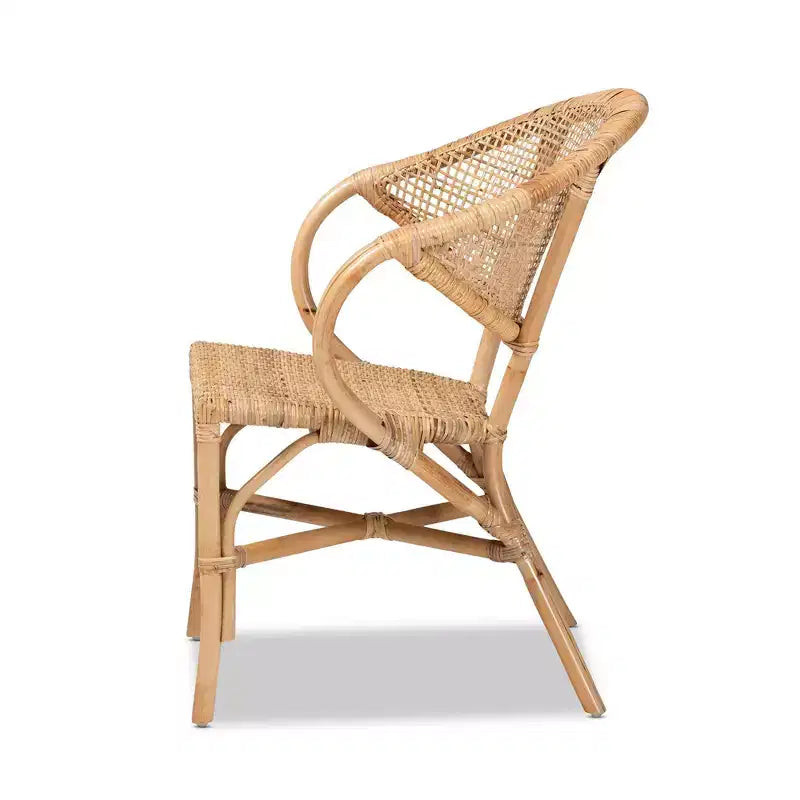 Sedia da pranzo in rattan naturale marrone con braccioli – 1 posto