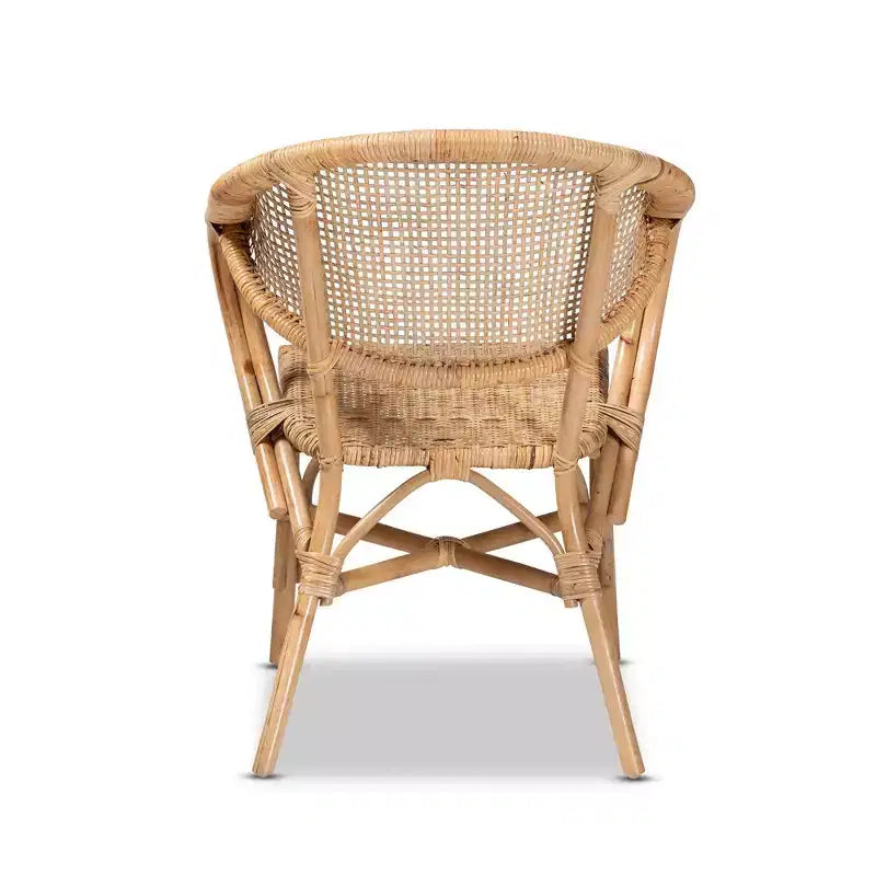 Sedia da pranzo in rattan naturale marrone con braccioli – 1 posto