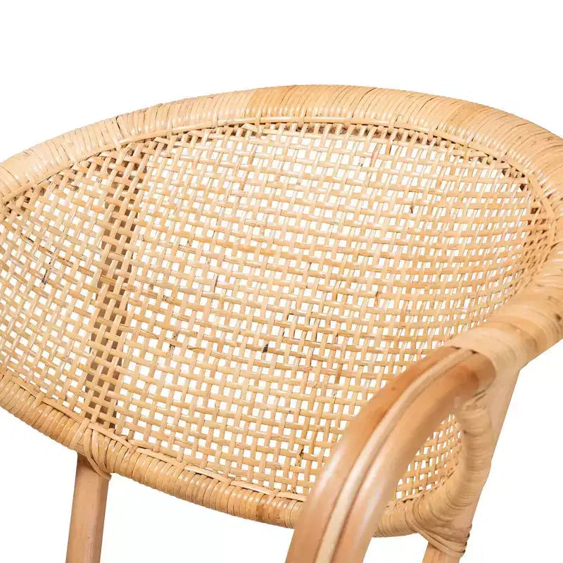 Sedia da pranzo in rattan naturale marrone con braccioli – 1 posto