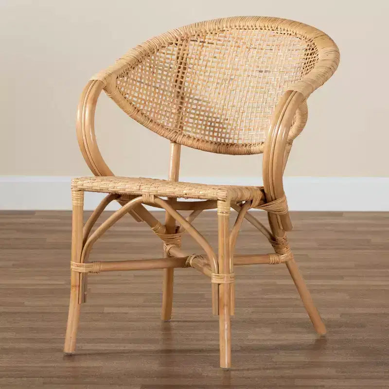 Sedia da pranzo in rattan naturale marrone con braccioli – 1 posto