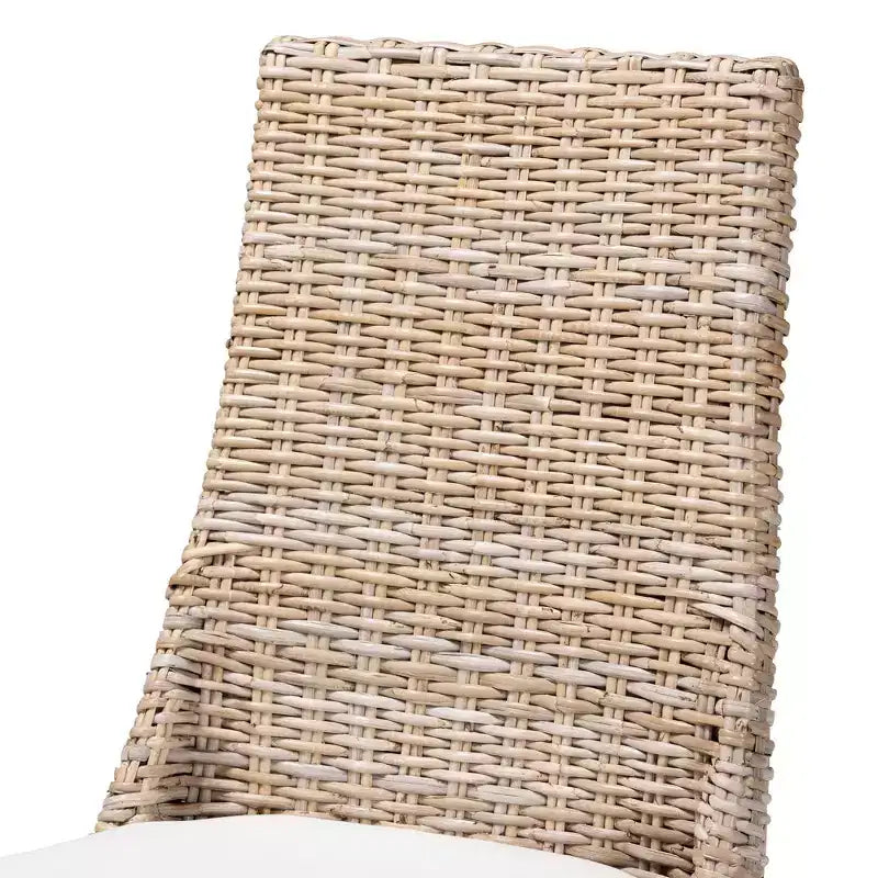 Set di 2 sedie da pranzo in rattan marrone, senza braccioli, con cuscino