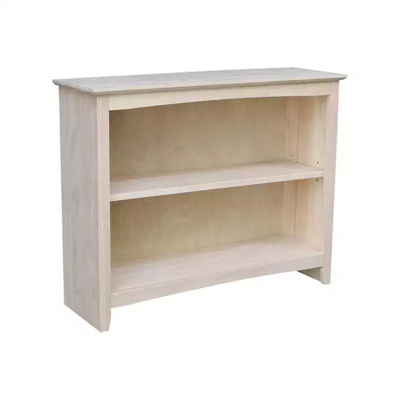 30"x38" Shaker Bookcase Unfinished - International Concepts: Solid Parawood, 2 Fixed Shelves