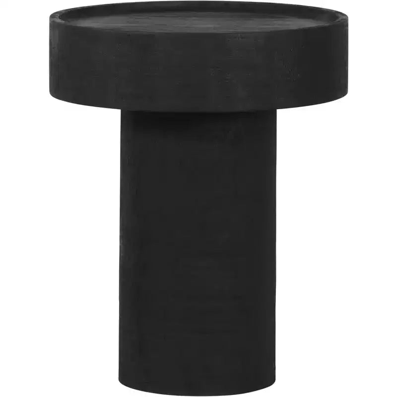 Tavolino rotondo nero, legno di mango, 1 pezzo