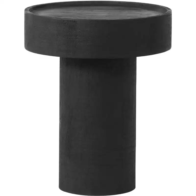 Tavolino rotondo nero, legno di mango, 1 pezzo