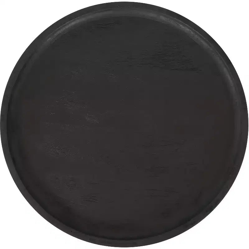 Tavolino rotondo nero, legno di mango, 1 pezzo