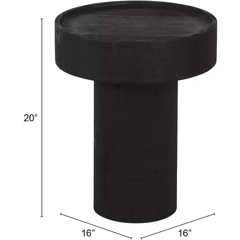 Tavolino rotondo nero, legno di mango, 1 pezzo