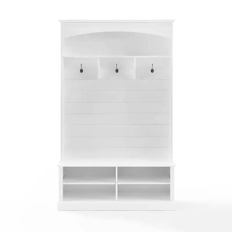 Appendiabiti da ingresso in stile rustico bianco con panca – 1 persona