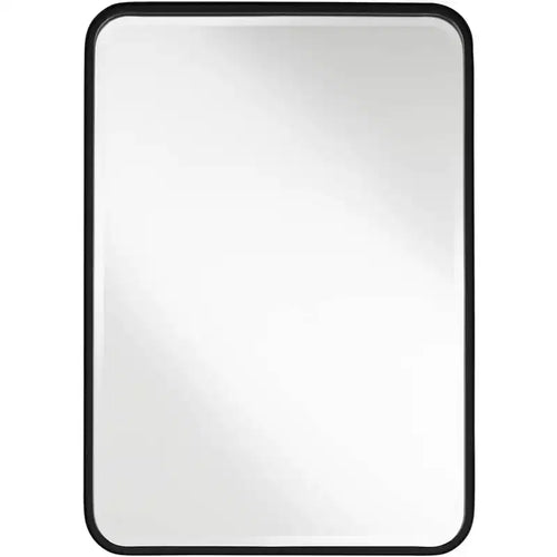 Uttermost Liguria Rounded Edge Rectangular Vanity Wall Mirror Modern Beveled Black Iron Frame 24 Wide for Bathroom Bedroom Living Room Home Entryway