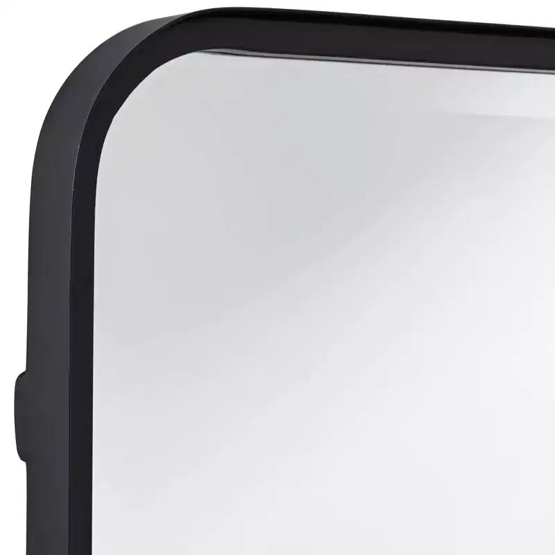 Specchio da parete rettangolare con cornice in ferro nero, 1 persona, 24" larghezza