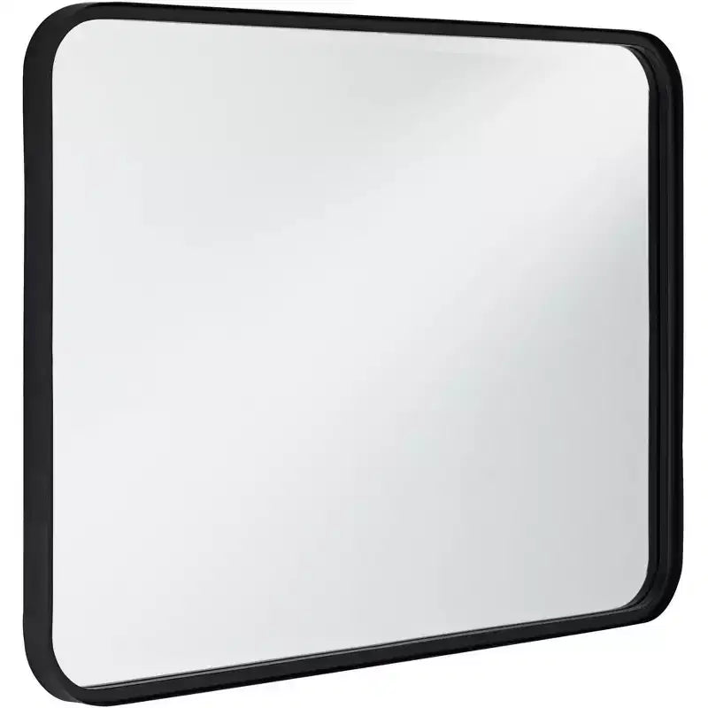 Specchio da parete rettangolare con cornice in ferro nero, 1 persona, 24" larghezza