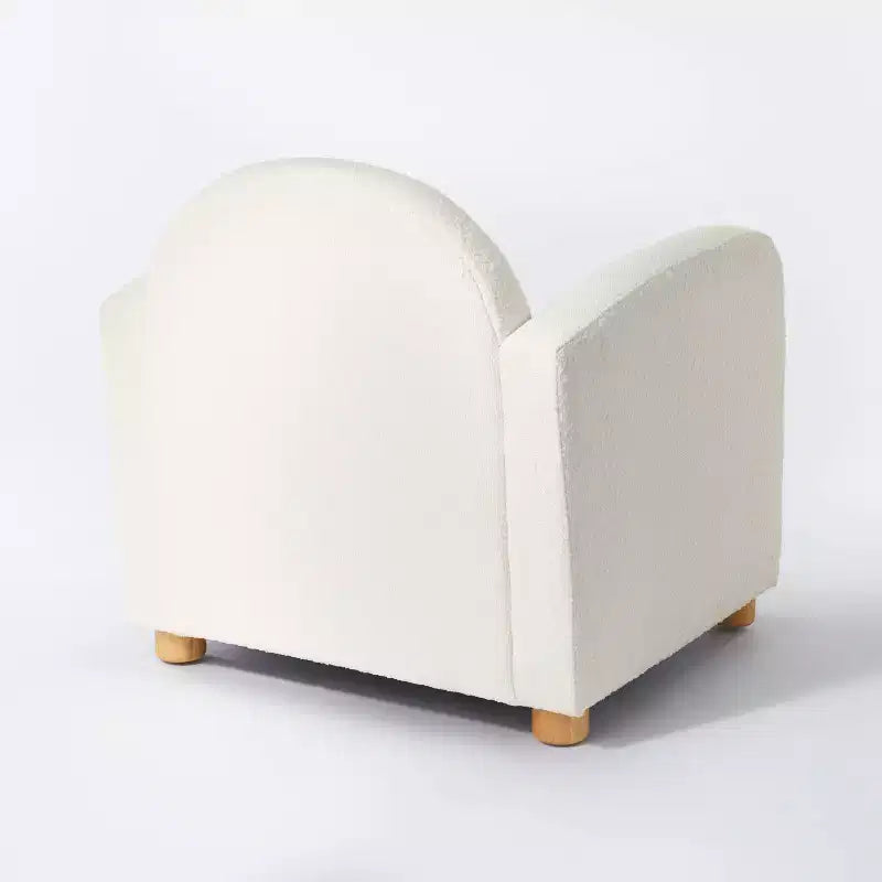 Cream Upholstered Accent Chair, Curved Back & Arms, Seats 1