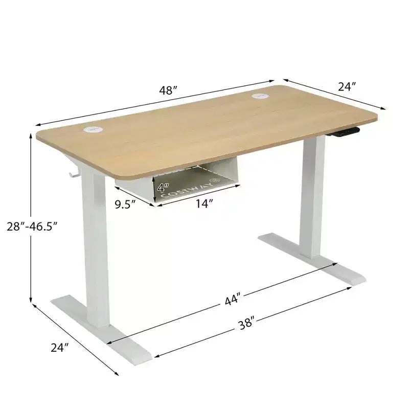 Scrivania Elettrica Regolabile in Altezza 48'', Beige/Naturale, Monoutente