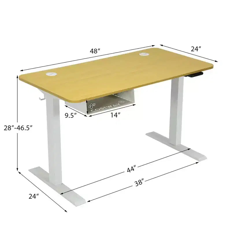 Scrivania Elettrica Regolabile in Altezza 48'', Beige/Naturale, Monoutente