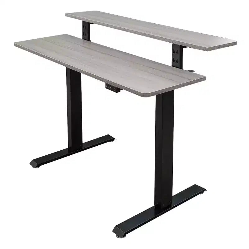Scrivania elettrica regolabile in altezza a 2 ripiani, telaio bianco/nero, per 1 persona, 48"