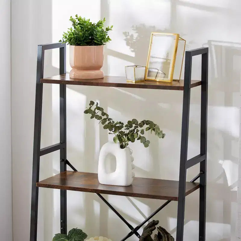 Jomeed Scaffale Organizzatore per Libreria a 4 Ripiani Rustico Moderno in Legno e Acciaio