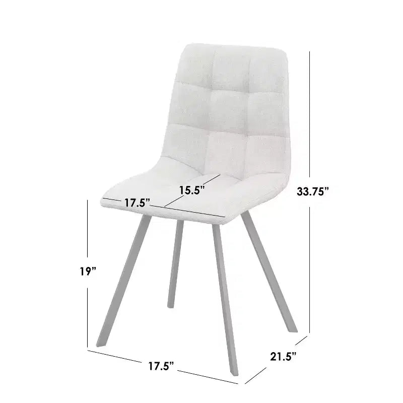 Sedia da pranzo senza braccioli trapuntata rosa/grigia, set da 4
