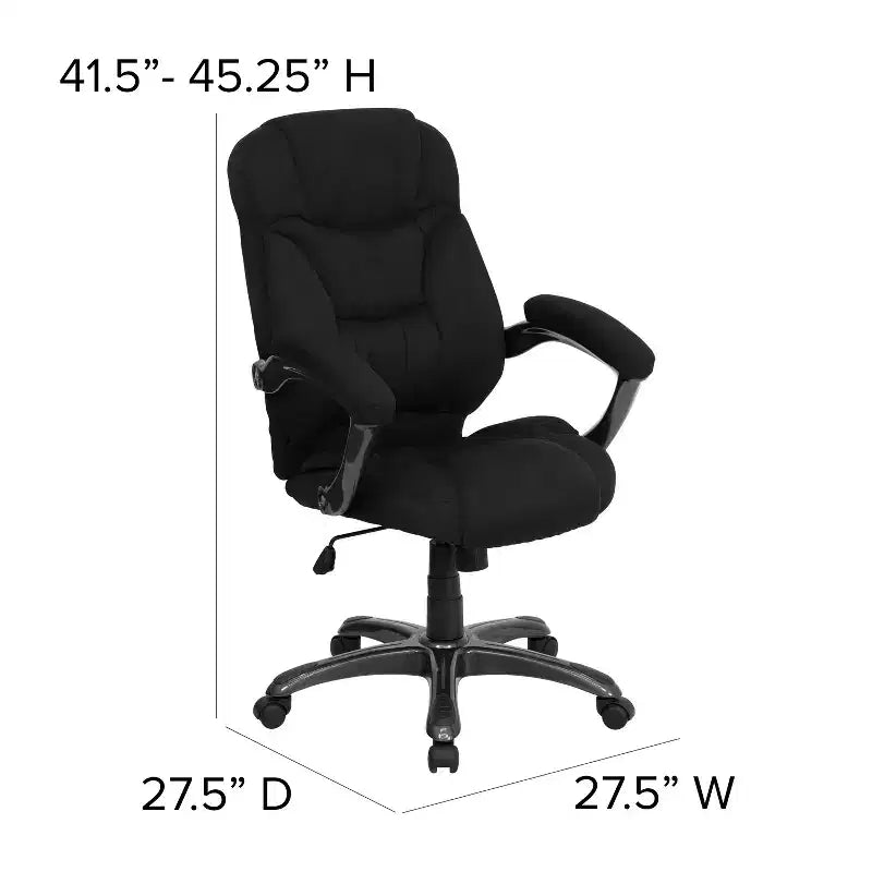 Sedia da ufficio direzionale a schienale alto in microfibra nera / marrone / blu navy, 1 posto