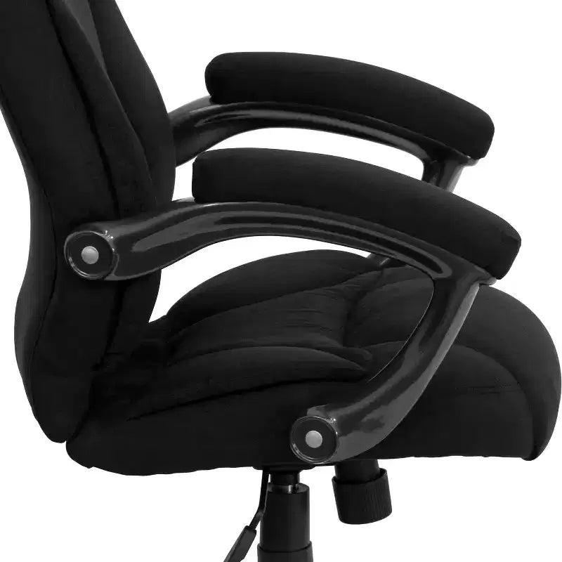 Sedia da ufficio direzionale a schienale alto in microfibra nera / marrone / blu navy, 1 posto