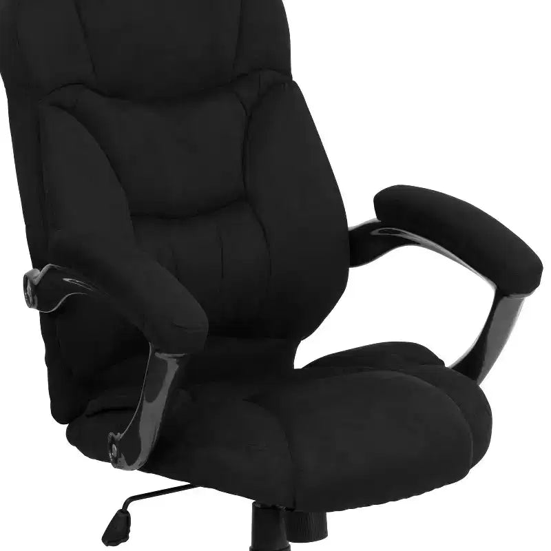 Sedia da ufficio direzionale a schienale alto in microfibra nera / marrone / blu navy, 1 posto