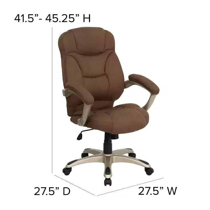 Sedia da ufficio direzionale a schienale alto in microfibra nera / marrone / blu navy, 1 posto