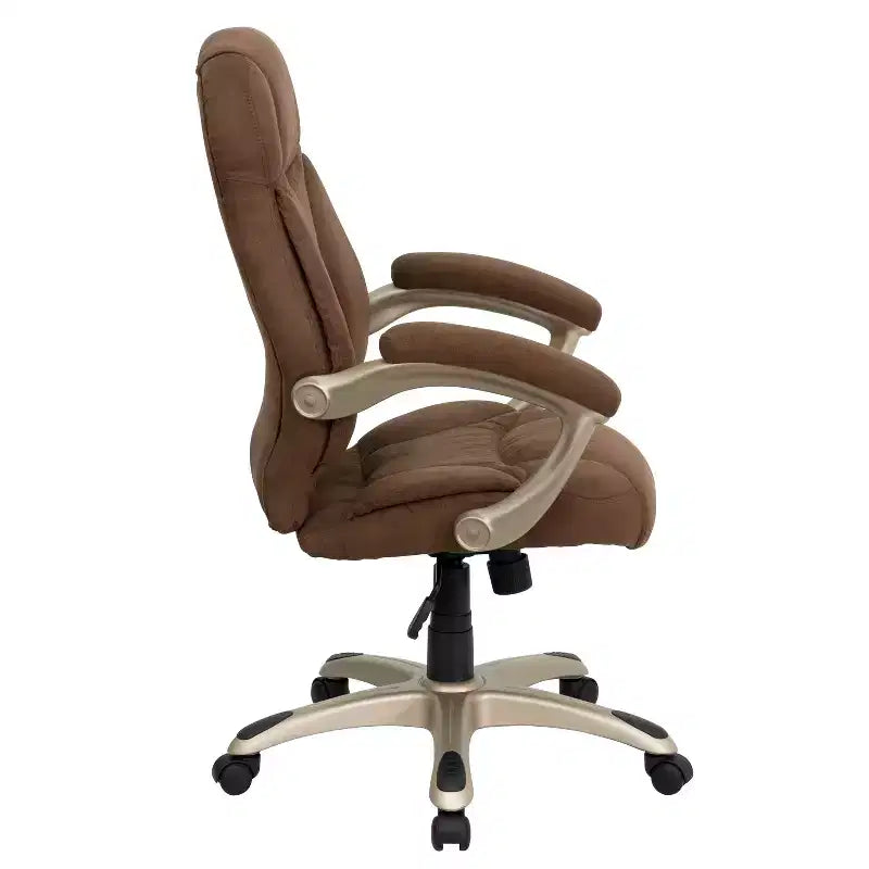 Sedia da ufficio direzionale a schienale alto in microfibra nera / marrone / blu navy, 1 posto