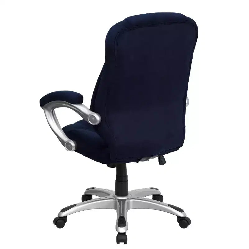 Sedia da ufficio direzionale a schienale alto in microfibra nera / marrone / blu navy, 1 posto