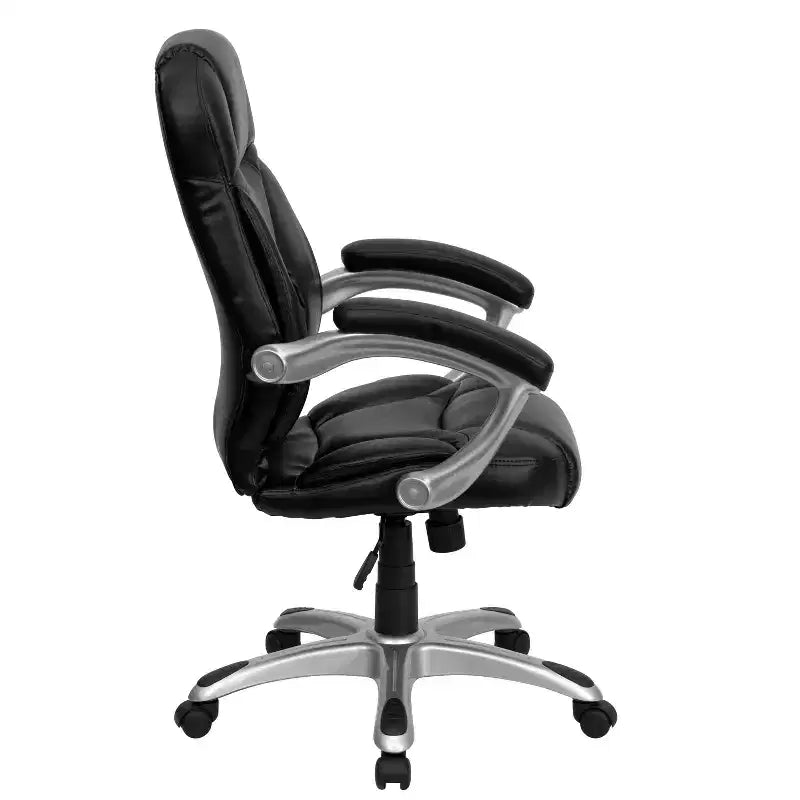 Sedia da ufficio direzionale a schienale alto in microfibra nera / marrone / blu navy, 1 posto