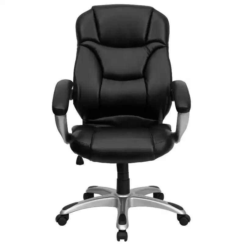 Sedia da ufficio direzionale a schienale alto in microfibra nera / marrone / blu navy, 1 posto