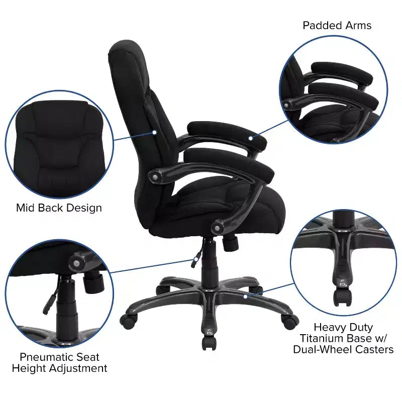 Sedia da ufficio direzionale a schienale alto in microfibra nera / marrone / blu navy, 1 posto