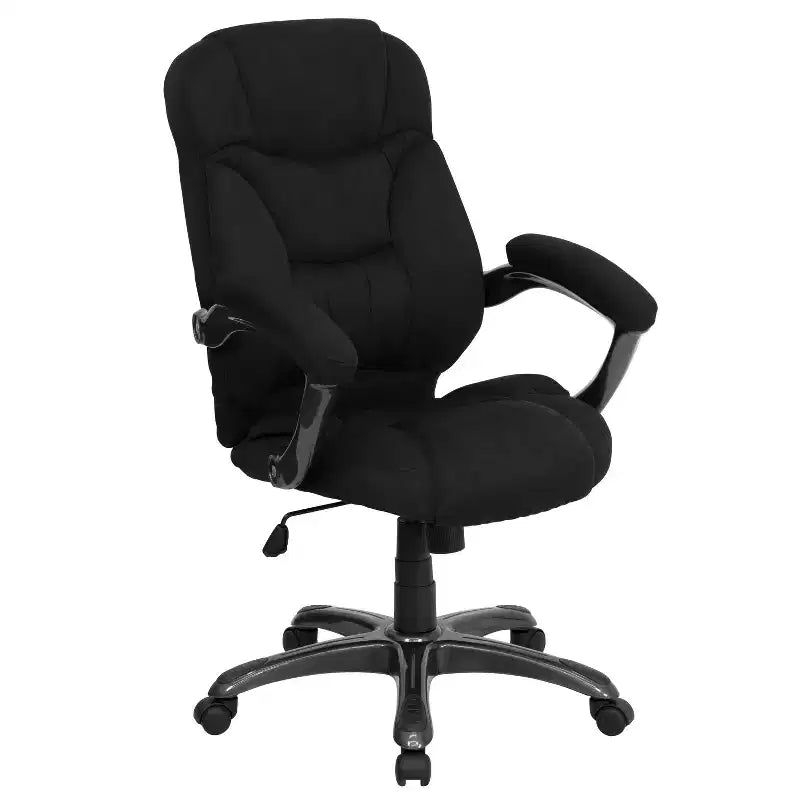 Sedia da ufficio direzionale a schienale alto in microfibra nera / marrone / blu navy, 1 posto