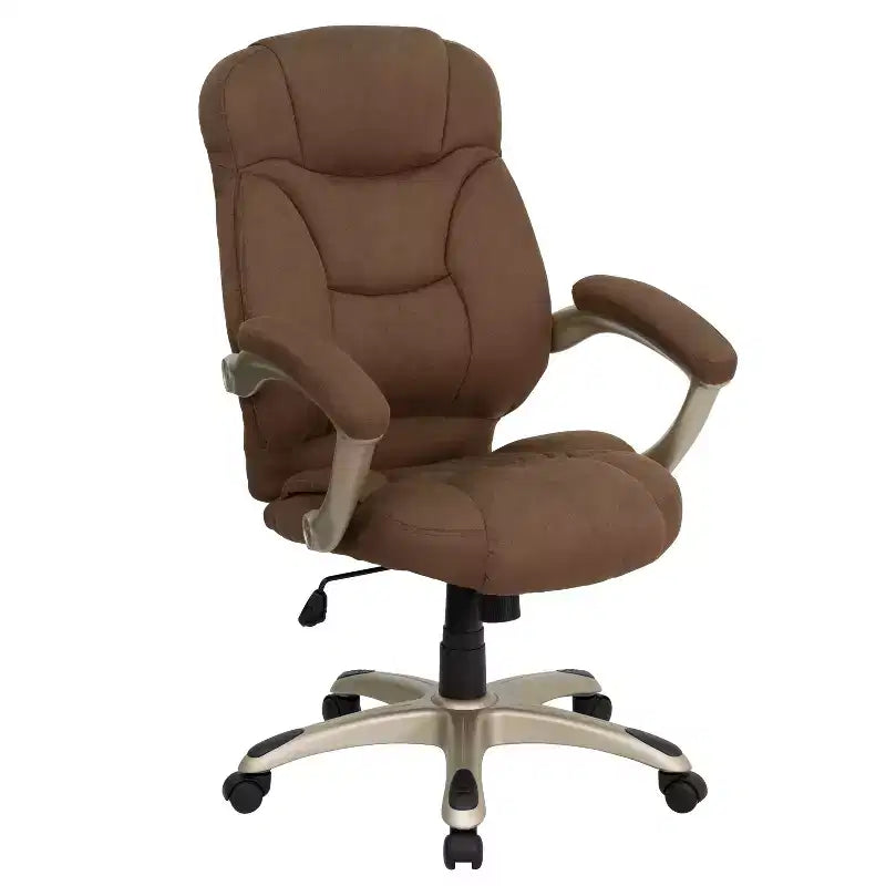 Sedia da ufficio direzionale a schienale alto in microfibra nera / marrone / blu navy, 1 posto
