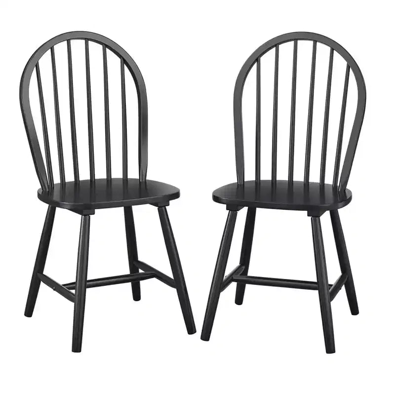 Sedia da pranzo Windsor senza braccioli con fuso, in nero/rosso/bianco, set da 2
