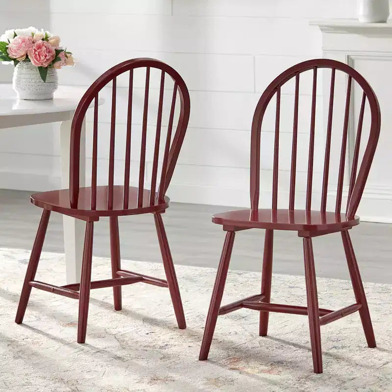 Sedia da pranzo Windsor senza braccioli con fuso, in nero/rosso/bianco, set da 2