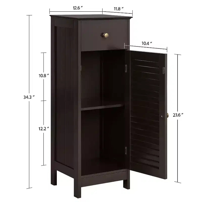 Mobiletto basso nero/espresso/bianco con cassetto e anta a persiana, montaggio per 1 persona