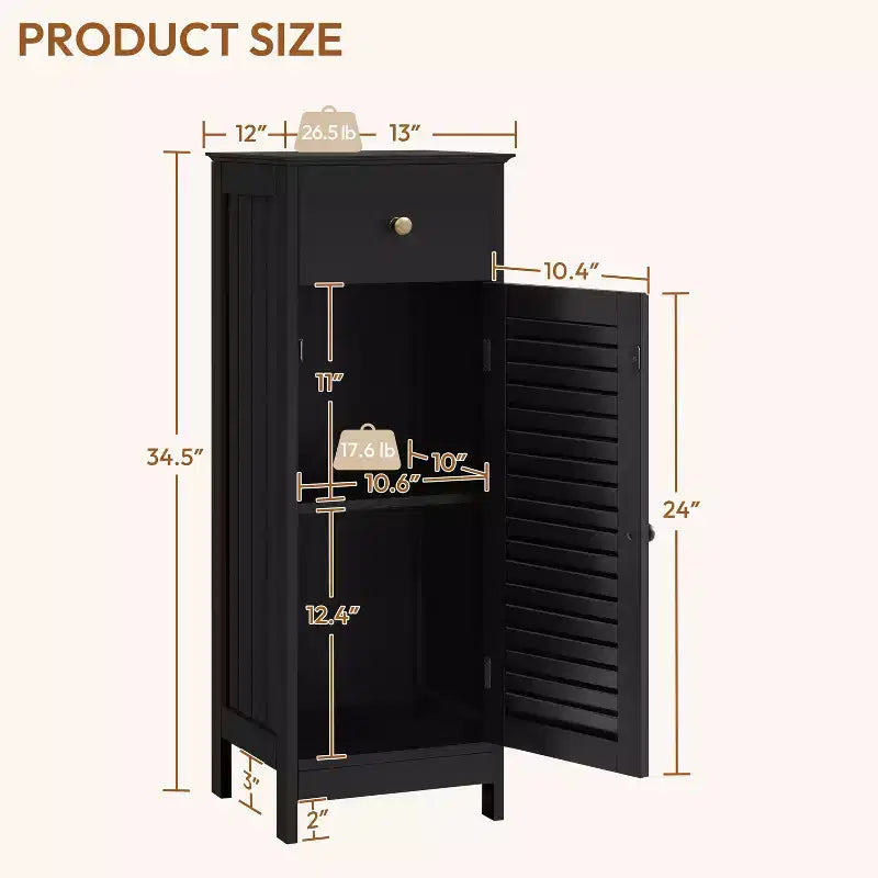 Mobiletto basso nero/espresso/bianco con cassetto e anta a persiana, montaggio per 1 persona