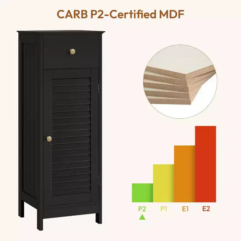 Mobiletto basso nero/espresso/bianco con cassetto e anta a persiana, montaggio per 1 persona