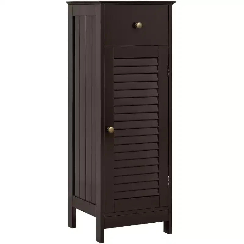 Mobiletto basso nero/espresso/bianco con cassetto e anta a persiana, montaggio per 1 persona
